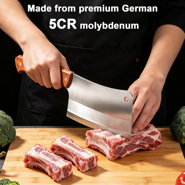 3Pcs 7 Inch Meat Cleaver Knife, Professional Butcher Knife, Heavy Duty Bone Chopper, Ergonomic Non-Slip Handle for Bone Cutting, Vegetable Chopping, Restaurant, Kitchen(Style A)4