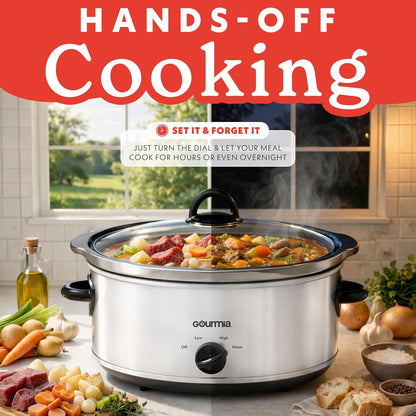 Slow Cooker - 6 Quart Removable Ceramic Pot, Manual Controls with 3 Temperature Settings, Dishwasher Safe Crock and Glass Lid, White3