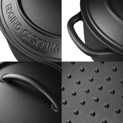 Pre-Seasoned Cast Iron Dutch Oven Pot with Lid Dual Handle, Sourdough Bread Baking Pots, Bread Oven, Camping, Grill, Induction, Electric, round 5 Quart, Black9