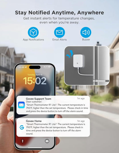 Wifi Refrigerator Thermometer Sensor with Alarm, 2-Pack & Gateway | Monitor Fridge/Freezer Temp Remotely with App Alerts & Buzzer 230Ft Range. for Kitchen/Hot Tub, Only Support 2.4G Wi-Fi2