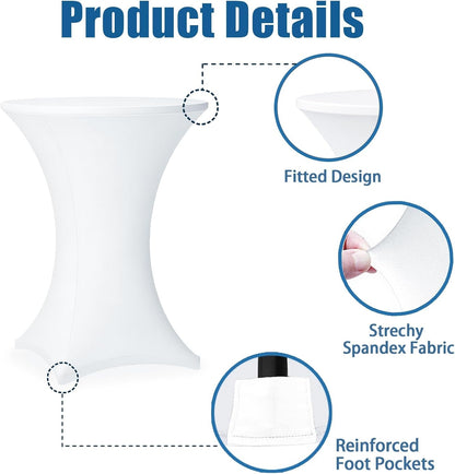 Cocktail Table Covers - 6 Pack 32X43 Inch Table Cloth - White5