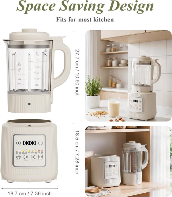 Nut Milk Maker Machine, 59Oz Soy Milk Machine with Detachable Design, 9 in 1 Homemade Soy, Almond, Oat, Plant Based Milk, Juice, Milkshake and Smoothie Maker, 24H Delay Start, Auto Clean3