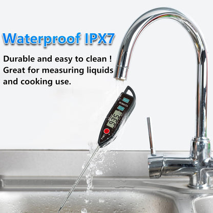 Digital Water Thermometer for Liquid, Meat, Cooking, IPX7 Waterproof | Instant Read Food Thermometer, 5In Long Probe for Candle, Water, Meat, BBQ! T101 (Black Color)…2