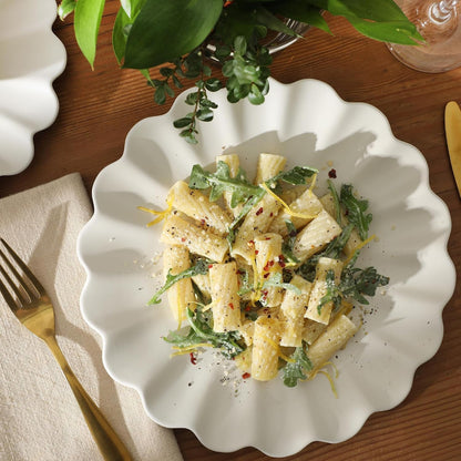 Bistro Fleur Plates and Bowls Sets, 12-Piece Stoneware Dinnerware Set for 4, Ivory White Scalloped Dish Set with Dinner Plates, Salad Plates & Bowls7