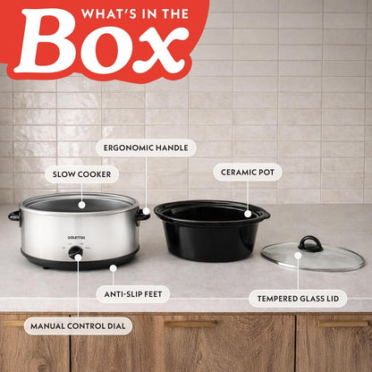 Slow Cooker - 6 Quart Removable Ceramic Pot, Manual Controls with 3 Temperature Settings, Dishwasher Safe Crock and Glass Lid, White5