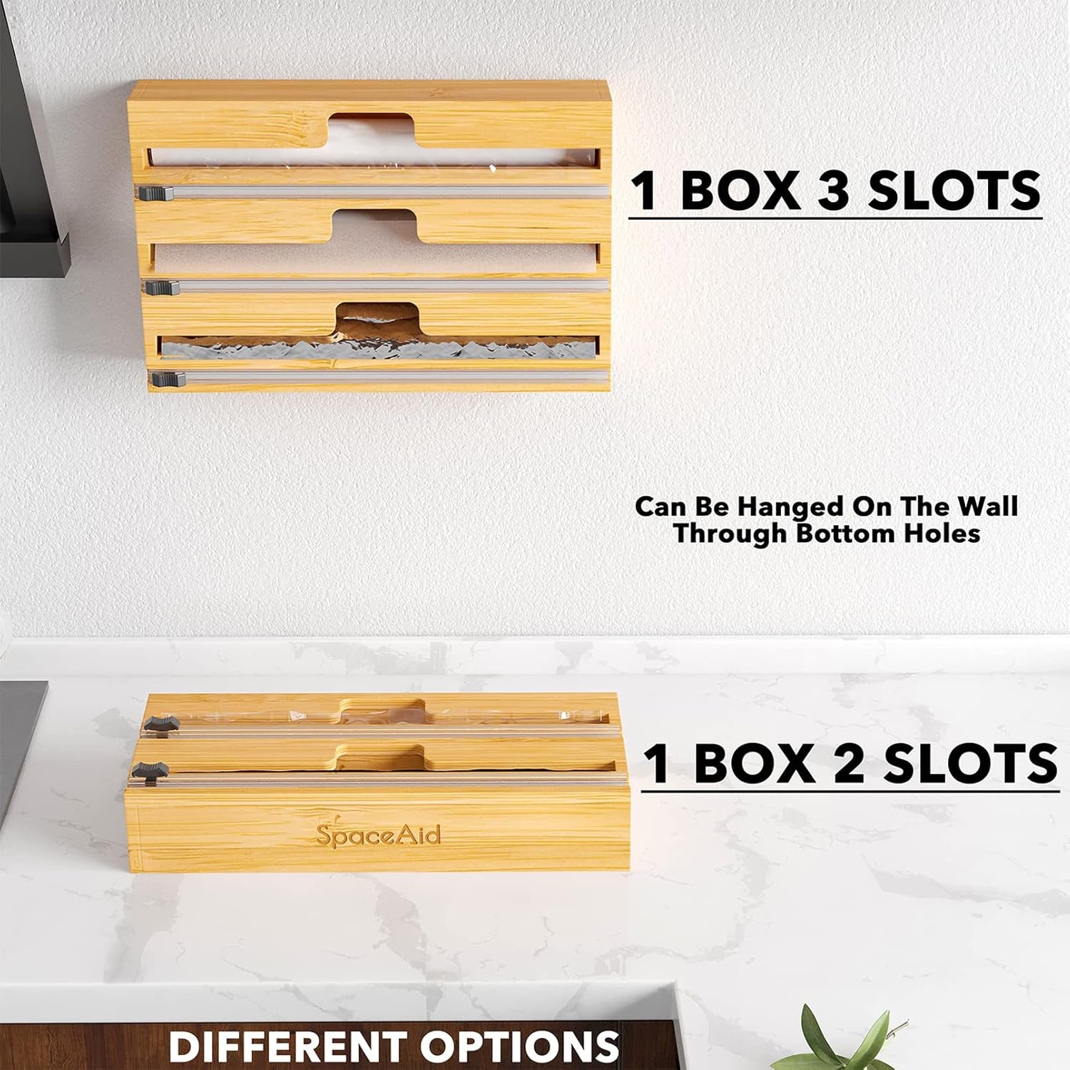 wrapneat-3-in-1-wrap-organizer-with-cutter-and-labels-plastic-wrap-aluminum-foil-and-wax-bamboo-dispenser-for-kitchen-storage-organization-holder-for-12-roll-natural
