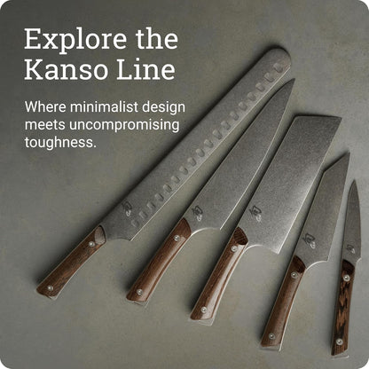 Shun Kanso 3 Piece Starter Set | Includes 8" Chef, 3.5" Paring & 6" Utility Knives, Handcrafted, AUS10A Stainless Steel Blades, Tagayasan Handle6