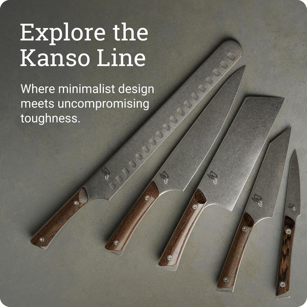 Shun Kanso 3 Piece Starter Set | Includes 8" Chef, 3.5" Paring & 6" Utility Knives, Handcrafted, AUS10A Stainless Steel Blades, Tagayasan Handle6