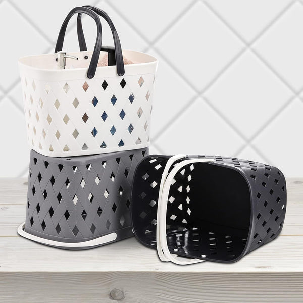 3 Pack Portable Shower Caddy with Handles, Plastic Tote Storage Basket Toiletry Organizer Bin for Holding Soap, Shampoo, Cosmetics, Bathroom, College Dorm, Kitchen, Camp, Gym, 3 Colors4