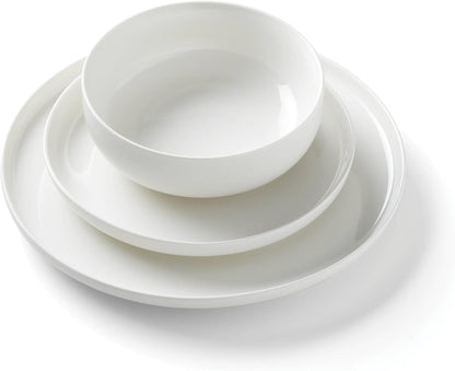 24 Seven White Porcelain 18-Piece Dinnerware Set for 63