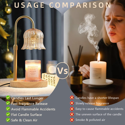 Candle Warmer Lamp with Timer: Adjustable Dimmable Height Adjustable - Flower Amber Shape Wax Lamp Jar Candles Modern Home Decor Table Lights - Bedroom Decor5