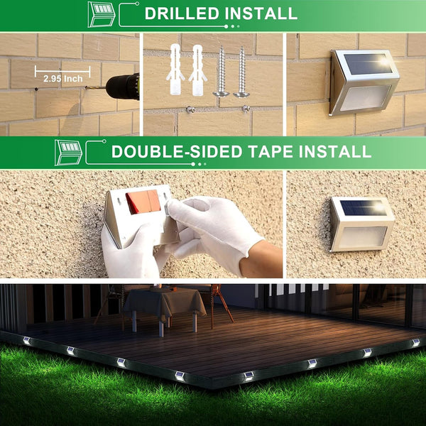 Solar Deck Lights Perfect for Fence, Step, Stair Decor-Cool White-8P9