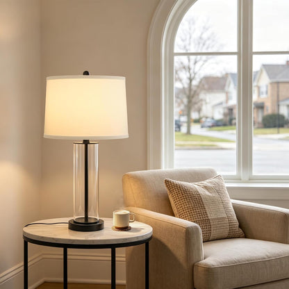 27"Glass Table Lamps Set of 2, Modern Bedside Lamps for Bedroom Living Room7