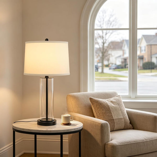 27"Glass Table Lamps Set of 2, Modern Bedside Lamps for Bedroom Living Room7