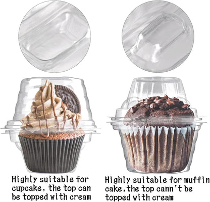 50 Pack Individual Cupcake Containers Plastic Cupcake Boxes Stackable4