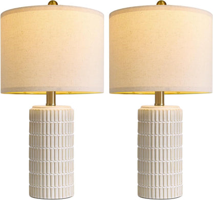 20.75" Small Modern Ceramic Table Lamps Set of 2 for Bedroom, White | Bedside Lamps for Nightstands, Farmhouse Home Decor, End Table & Desk Light, Ideal Housewarming New Home Gift for Women Mom9