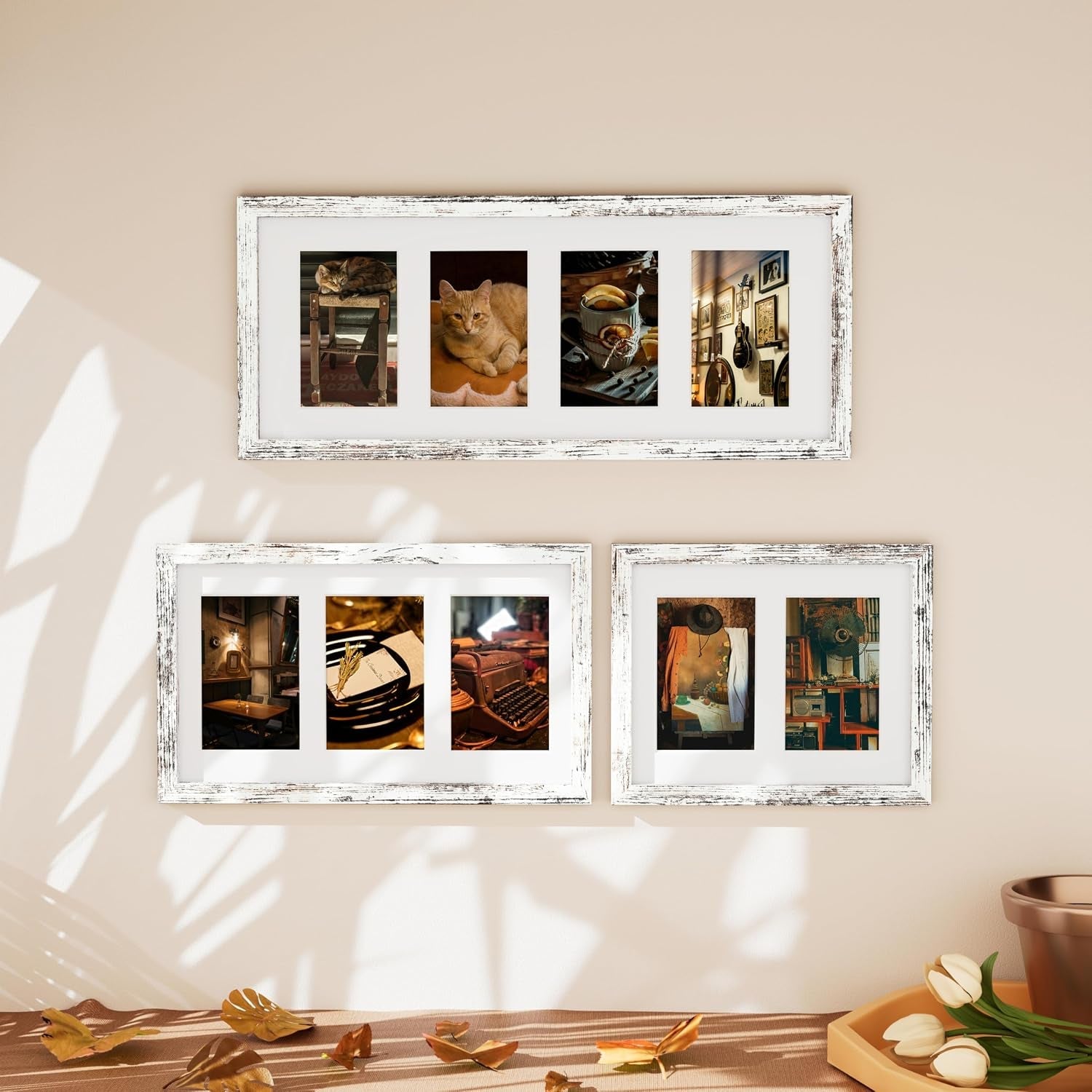 8x14-picture-frames-collage-wall-decor-displays-3pcs-4x6-pictures-with-mat-or-1pcs-8x14-without-mat-collage-picture-frame-for-horizontal-or-vertical-display-distressed-white-1-pack