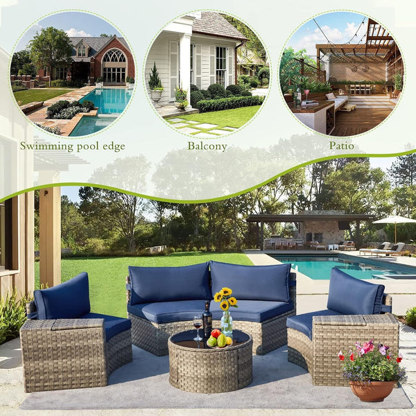 Blue 7-Piece Curved Wicker Rattan Outdoor Patio Sectional6