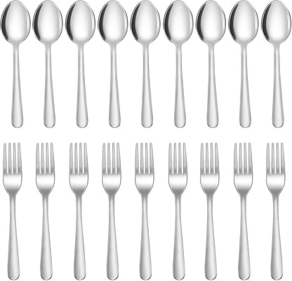 24-Piece Forks and Spoons Silverware Set,Spoons and Forks Food Grade Stainless Steel Flatware Cutlery Set for Home,Kitchen and Restaurant,Mirror Polished & Dishwasher Safe1