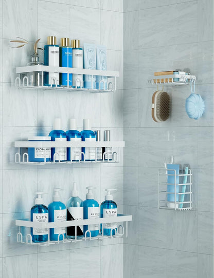 Shower Caddy 5 Pack, Adhesive Shower Organizer Bathroom Shelves,Rustproof Bathroom Organizers and Storage for Home Decor, No Drilling Shower Shelves for Apartment Essentials1