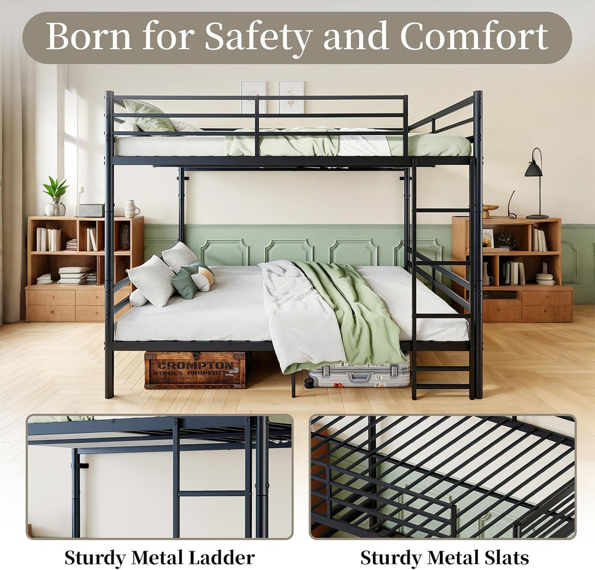queen-over-queen-metal-bunk-bed-with-ladder-and-high-guardrails-convertible-into-2-queen-beds-770-lbs-bottom-550-lbs-top-capacity-heavy-duty-slat-support-no-box-spring-needed