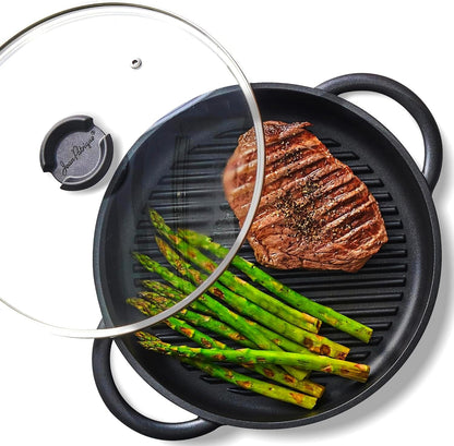 the Whatever Pan Cast Aluminum Griddle Pan for Stove Top - Lighter than Cast Iron Skillet Pancake Griddle with Lid - Nonstick Stove Top Grill 10.6" Diameter1