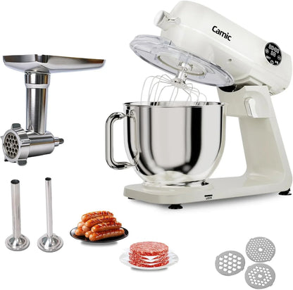 8.45 QT All Metal Stand Mixer with Grinder Attachment,10 Speed Large Capacity Kitchen Mixer with Digital Timer & Tilt-Head, Electric Mixer with Whisk Dough Hook Mixing Beater1