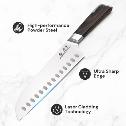 Japanese Santoku Knife 7 Inch, Multi-Layer Forged, Powder Steel Core5