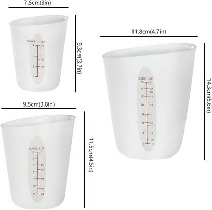 Silicone Measuring Cups for Melting Chocolate，Set of 3 (2-Cup, 1-Cup, 1/2-Cup) Flexible Squeeze and Pour Silicone Cups for Baking, Resin Mixing & Candy Making, Microwave Safe & Bpa-Free2