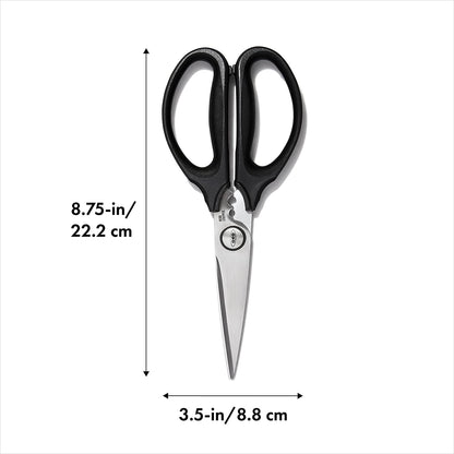 OXO Good Grips Multi-Purpose Kitchen Shears and Herb Scissors | Soft Grip Handles, Stainless Steel Serrated Blades, Cuts Herbs, Poultry, Carboard & Meat, Easy to Clean3