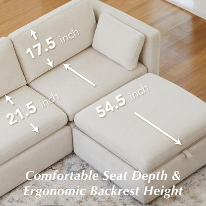 CHITA 146" Modular Sectional Sofa, 6 Seat Modular Couch, Linen3