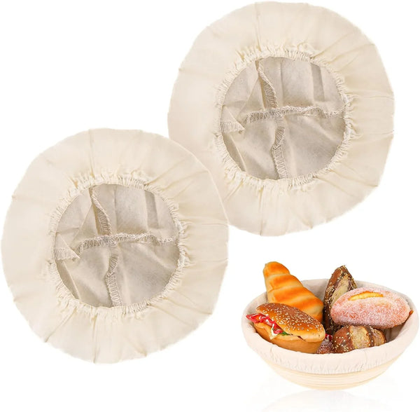 2 Pcs Bread Proofing Basket Cloth Liner Baking Dough Basket Cover Natural Rattan Banneton Proofing Cloth for Bakery Home Baking, about 10 Inch1