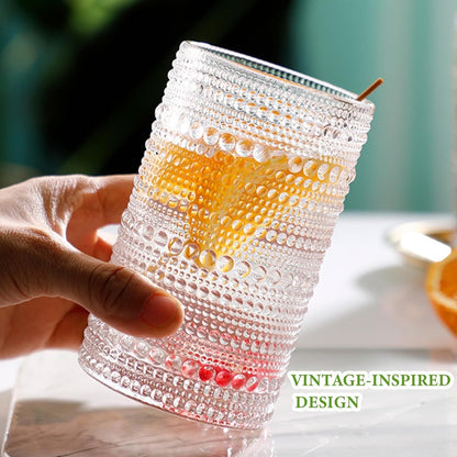 Vintage Hobnail Drinking Glasses Set of 8, 12 Oz Highball Glasses & 10 Oz Cocktail Glasses Set, Kitchen Water Glasses Cup, Bar Tumbler Glassware Set for Beer, Juice, Cocktail, Whiskey, Milk5