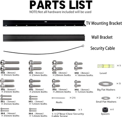 No Stud TV Wall Mount, Drywall Studless TV Hanger No Damage, No Drill, Non Screws, Dry Wall Flat Screen Tvs Easy Install Bar Bracket Fits VESA 12-55 Inch Tvs up to 99 Lbs, Include Hardware Levels6