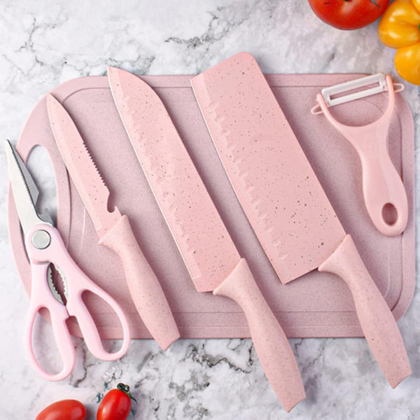 Boxed Kitchen Knife Set Block Wheat Straw Blades Nonstick for Kitchen Cutting Meat Scissors Ceramic Peeler for Slicing Paring Fruits Vegetables8