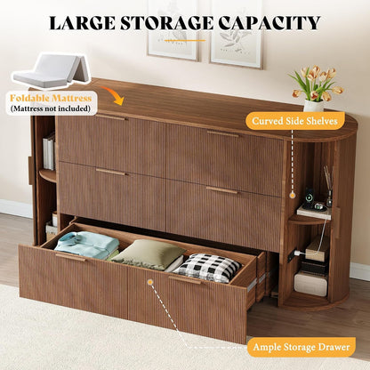 Queen Murphy Bed with Storage & Sliding Tambour Door5