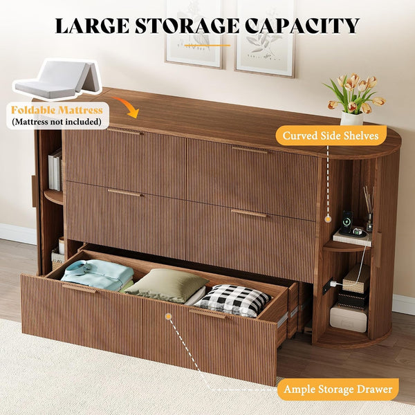 Queen Murphy Bed with Storage & Sliding Tambour Door5