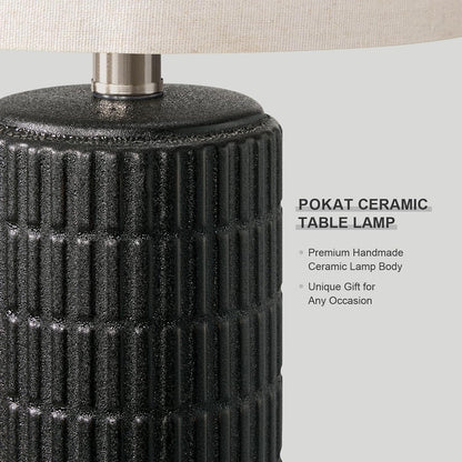 21'' Black Table Lamp with Gift Box, Small for Bedroom, Stone-Like3