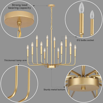Gold Chandeliers for Dining Room Light Fixture，D32 Inch6