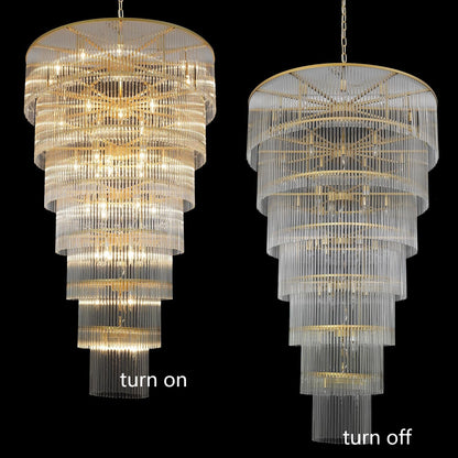 Large Gold Chandeliers H68 Modern High Ceiling Chandelier 7-Tier Glass Chandelier Foyer Entryway Ceiling Light Fixture for Staircase Grand Living Room Entry Extra Long3