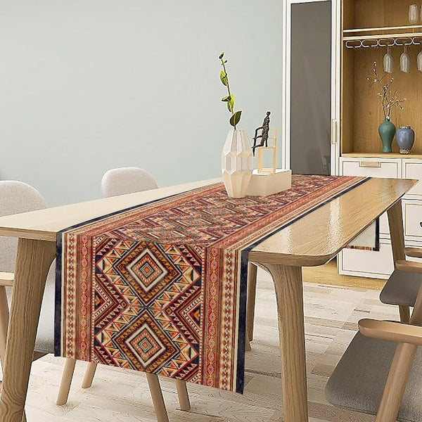 Aztec Print Table Runner,Vintage Style Abstract Geometric Tribal Native American Southwestern Dinner Table Decoration for Home Living Room Kitchen Dining Room 13X36In2