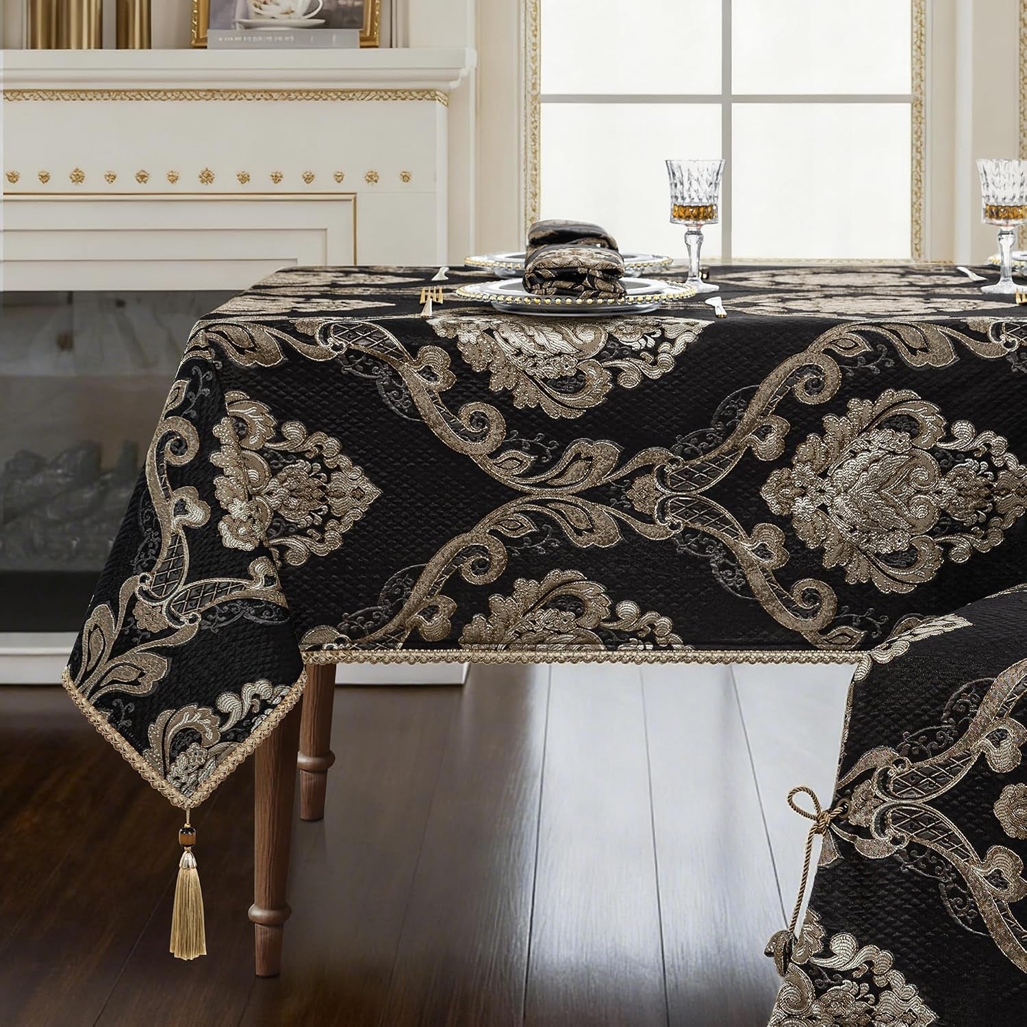 black-rectangle-tablecloth-jacquard-fabric-60-x-104-inches