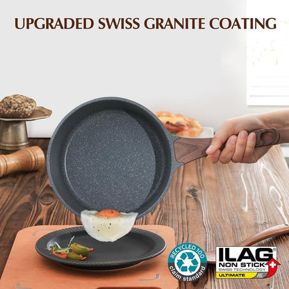 Nonstick Saucepan with Lid, 1.5 Quarts Small Pot with Swiss Granite Coating, Stay-Cool Handle, Multipurpose Handy Sauce Pot Small Kitchen Cooking Pot, Induction Comptable, PFOA Free | Small Pot with Swiss Granite Coating, Sauce Pot Kitchen Cooking Pot, Induction Compatible4