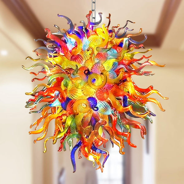 Hand Blown Glass Chandelier, Colorful Glass Chandeliers Light Fixture High Ceilling Pendant Chandeliers for Living Room, Dining Room, Lobby, Staircase, Hallway 36" Dia X 60" H1