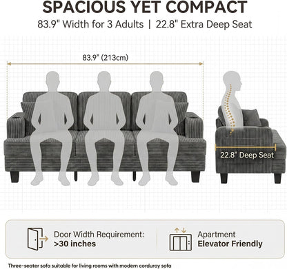 83" Modern Couch with Side Storage Pockets and Cup Holders6