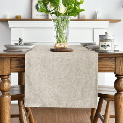 Light Brown Table Runner, Seasonal Fall Washable Kitchen Dining Table Decoration for Home Party Decor 13X72 Inch7