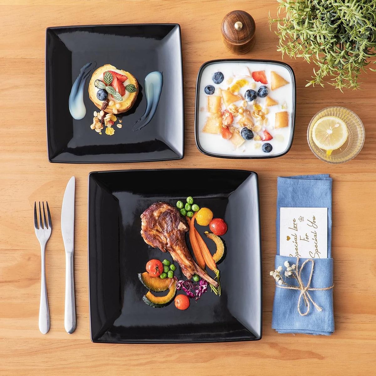 soho-dinnerware-sets-12-pieces-black-stoneware-square-place-setting-plates-and-bowls-sets-dinner-plate-dishes-set-for-4
