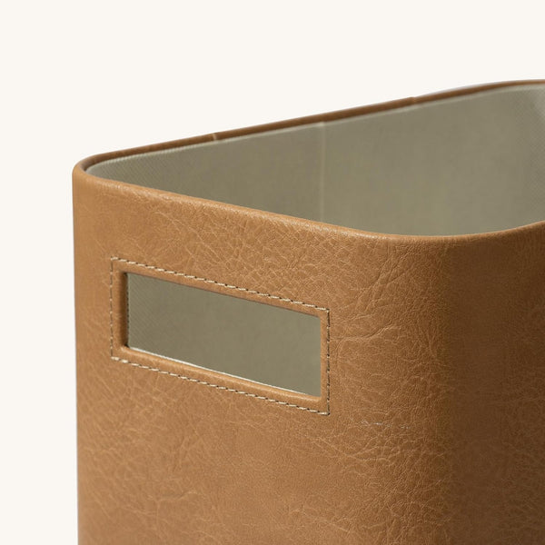 Faux Leather Storage Baskets for Organizing, Camel 2 Pack6