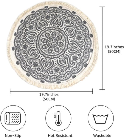 20 Inch round Placemat with Tassels Table Mat Mandala Dinning Table Mat2