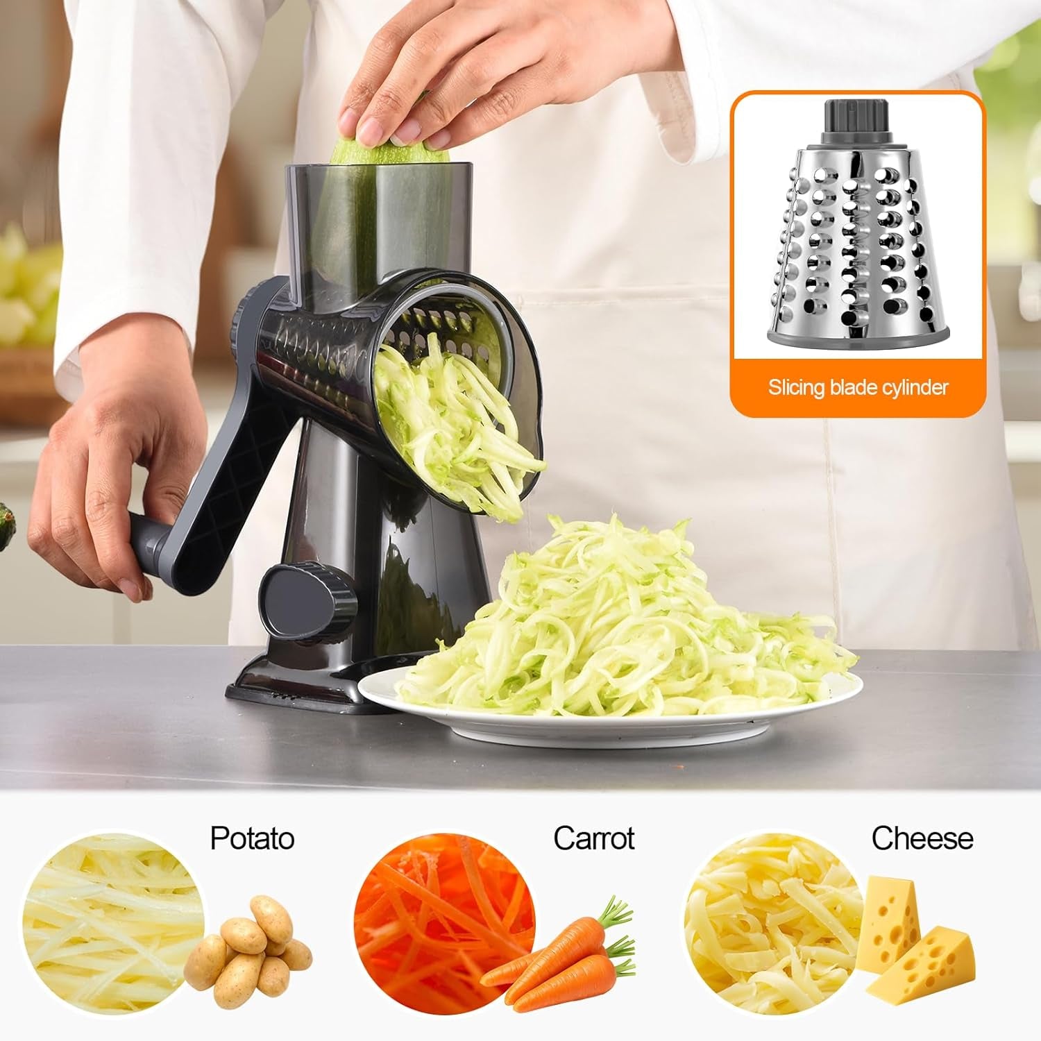 rotary-cheese-grater-manual-hand-crank-3-in-1-vegetable-shredde-finger-safe-design-stainless-steel-drums-suction-base-perfect-for-cheese-vegetables-nuts-chocolate-easy-to-clean